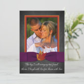 秋のウェディング | 黒板, 紅葉 | 紫 招待状 (スタンド正面)