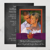 秋のウェディング | 黒板, 紅葉 | 紫 招待状 (正面/裏面)