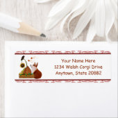 秋のウェルシュコーギーとカボチャ ラベル (インサイチュ)