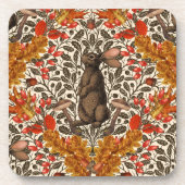 秋のウサギが白い上に コースター (正面)