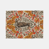 秋のウサギが白い上に フリースブランケット (正面(横))