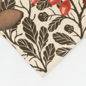 秋のウサギが白い上に フリースブランケット (角)