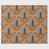 秋のウサギが白い上に ラッピングペーパー (フラット)