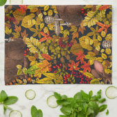 秋のウサギ（黒） キッチンタオル (折り畳み)