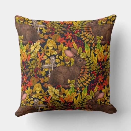 秋のウサギ（黒） クッション (裏面)