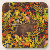秋のウサギ（黒） コースター (正面)