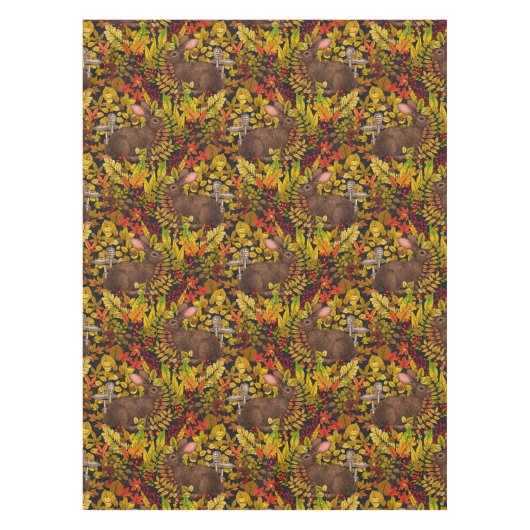 秋のウサギ（黒） テーブルクロス (正面)