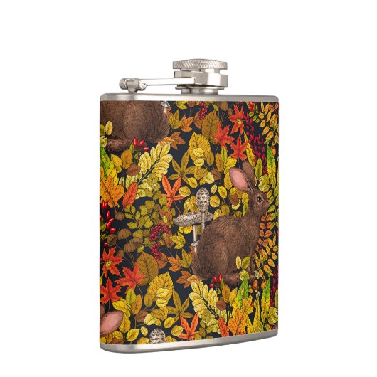 秋のウサギ（黒） フラスク (右)