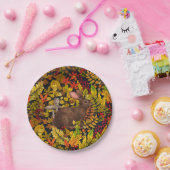 秋のウサギ（黒） ペーパープレート (パーティー)