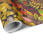 秋のウサギ（黒） ラッピングペーパー (ロールコーナー)