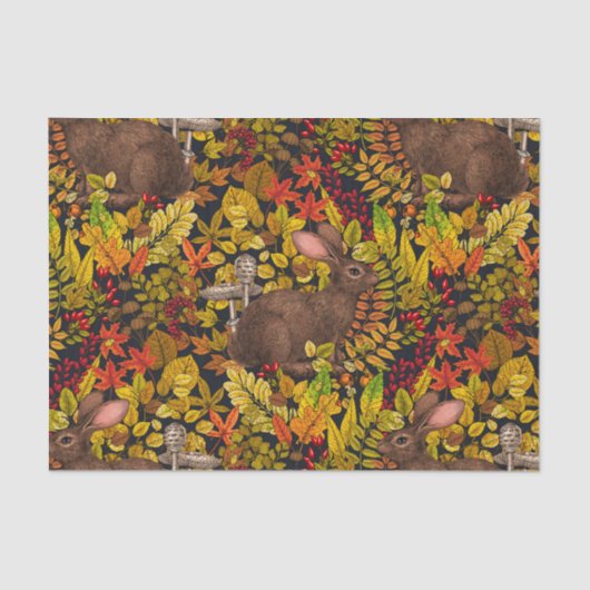 秋のウサギ（黒） 薄葉紙 (正面)