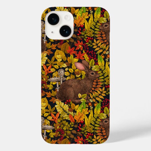 秋のウサギ（黒） Case-Mate iPhoneケース (裏面)