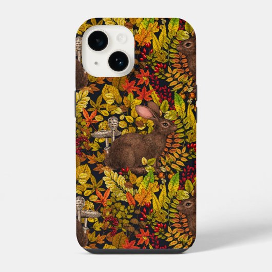 秋のウサギ（黒） iPhoneケース (裏面)