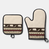 秋のウッズキッチンタオル 鍋つかみ&鍋敷きセット (正面)