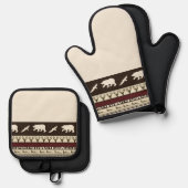 秋のウッズキッチンタオル 鍋つかみ&鍋敷きセット (正面/裏面)