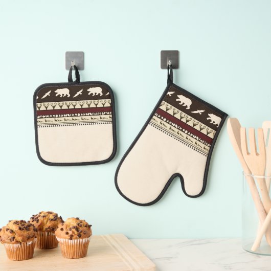 秋のウッズキッチンタオル 鍋つかみ&鍋敷きセット (インサイチュ (吊り下げ))