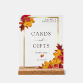 秋のウッディエレガントブラウンゴールデンカード&ギフト アクリルサイン (正面)