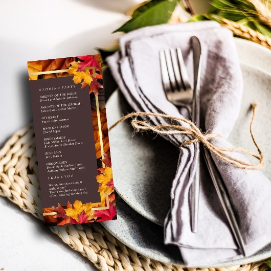 秋のウッディブラウンエレガント&ゴールデン結婚フレーム プログラム