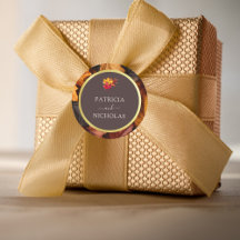 秋のウッディブラウンエレガント&ゴールデン結婚フレーム