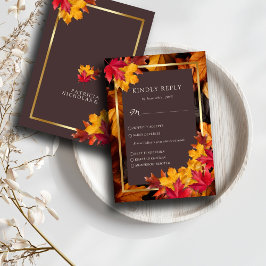 秋のウッディブラウン&エレガントゴールデンフレ結婚ーム 出欠カード