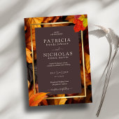 秋のウッディブラウン&エレガントゴールデンフレ結婚ーム 招待状