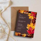 秋のウッディブラウン&エレガントゴールデンフレ結婚ーム 招待状