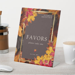 秋のウッディブラウン&ゴールデンエレガントフレームの好意 台座サイン