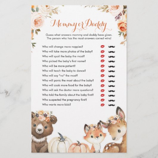 秋のウッドランドああベビーママまたはパパのゲーム (正面)