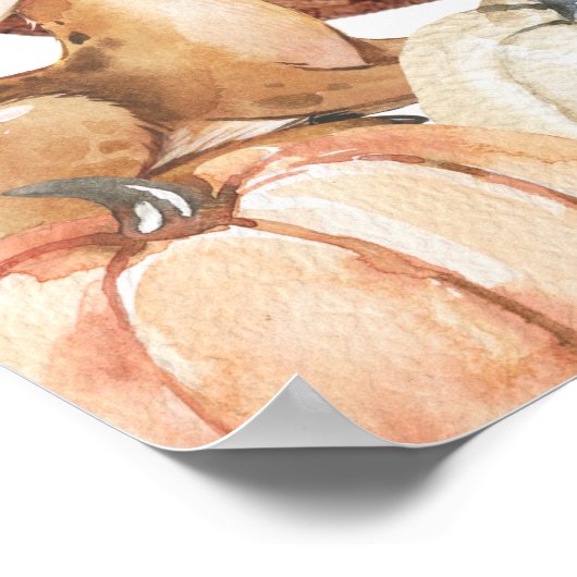 秋のウッドランドの女の子の赤ちゃんシャワー歓迎サイン ポスター (角)