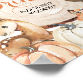 秋のウッドランドの女の子の赤ちゃんシャワー飲み物看板 ポスター (角)