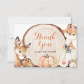 秋のウッドランドガールベビーシャワーサンキューカード サンキューカード (正面)