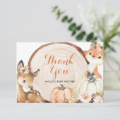 秋のウッドランドガールベビーシャワーサンキューカード サンキューカード (スタンド正面)
