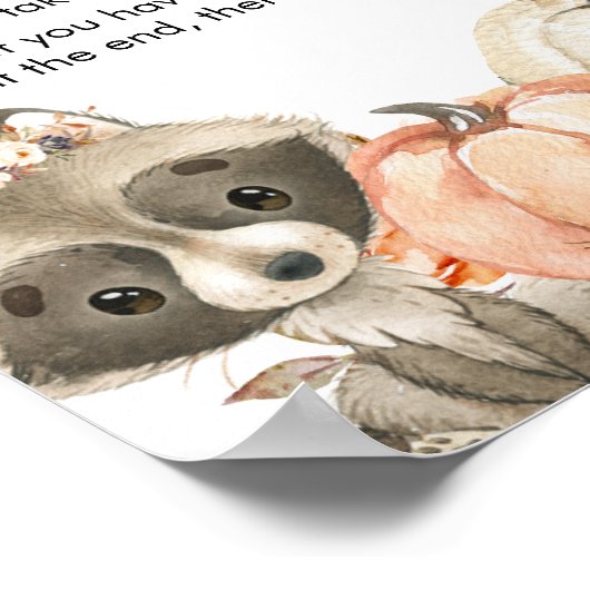 秋のウッドランドガール言わないベビーゲームサイン ポスター (角)