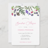 秋のウッドランドファズブラックベリーブライダルシャワー 招待状 (正面)