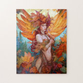 秋のウッドランドフェアリーファンタジーアート ジグソーパズル (縦)
