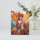 秋のウッドランドフェアリーファンタジーアート ポストカード (スタンド正面)