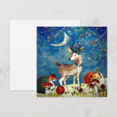 秋のウッドランドフレンズディアフォレストイラストレーション (正面/裏面)