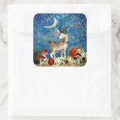 秋のウッドランドフレンズディアフォレストイラストレーション スクエアシール (バッグ)