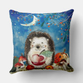 秋のウッドランドフレンズヘッジホッグフォレストスケッチ クッション (裏面)