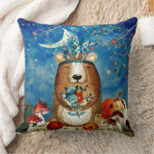 秋のウッドランドフレンズベアーフォレストイラストレーション クッション (ブランケット)