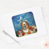 秋のウッドランドフレンズベアーフォレストイラストレーション スクエアシール (封筒)