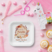 秋のウッドランド動物カボチャ赤ちゃんシャワー ペーパープレート (パーティー)