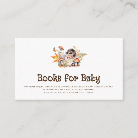 秋のウッドランド妖精の本ベビーインサート エンクロージャーカード (正面)