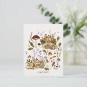 秋のウッドランド水彩画イラストレーション ポストカード (スタンド正面)