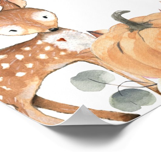 秋のウッドランド赤ちゃんシャワー党の好意サイン ポスター (角)