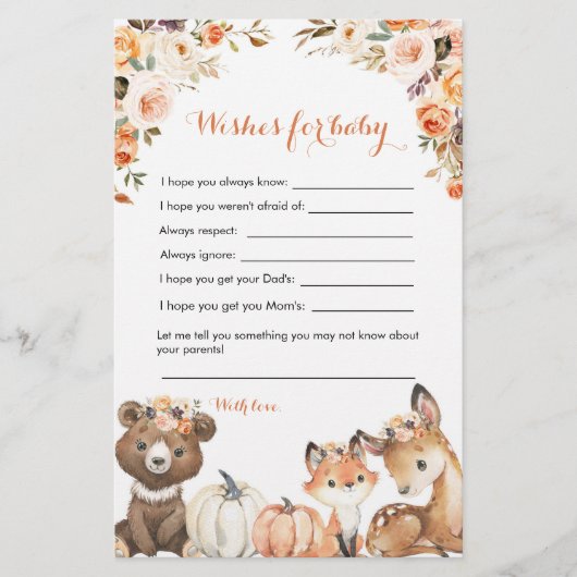秋のウッドランドOh赤ちゃんシャワーベビー願い (正面)