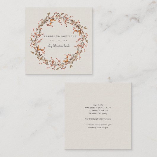 秋のウ素朴ッドランドリース名刺 スクエア名刺 (正面/裏面)