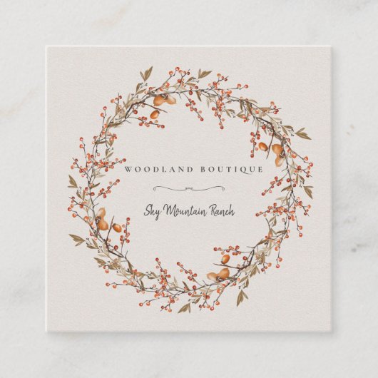 秋のウ素朴ッドランドリース名刺 スクエア名刺 (正面)