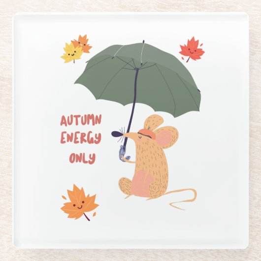 秋のエネルギーのみ ガラスコースター (正面)