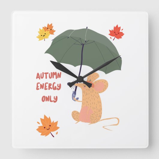 秋のエネルギーのみ スクエア壁時計 (正面)